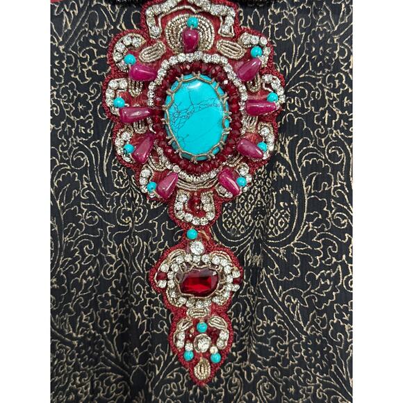 VTG STUNNING Chinyere Sheer Beaded Dress M Whimsigoth Dark Romantic Boho Hippie - Picture 8 of 16